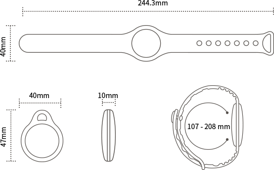 Les dimensions de la balise portable W1