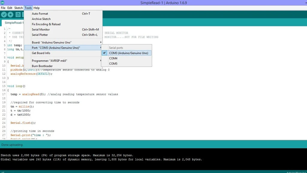 ArduinoコードからBluetoothセンサーをアップロードする