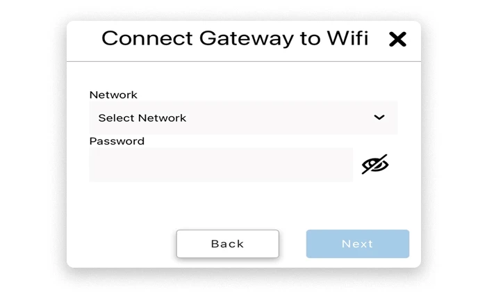 Enter network credentials then select Next