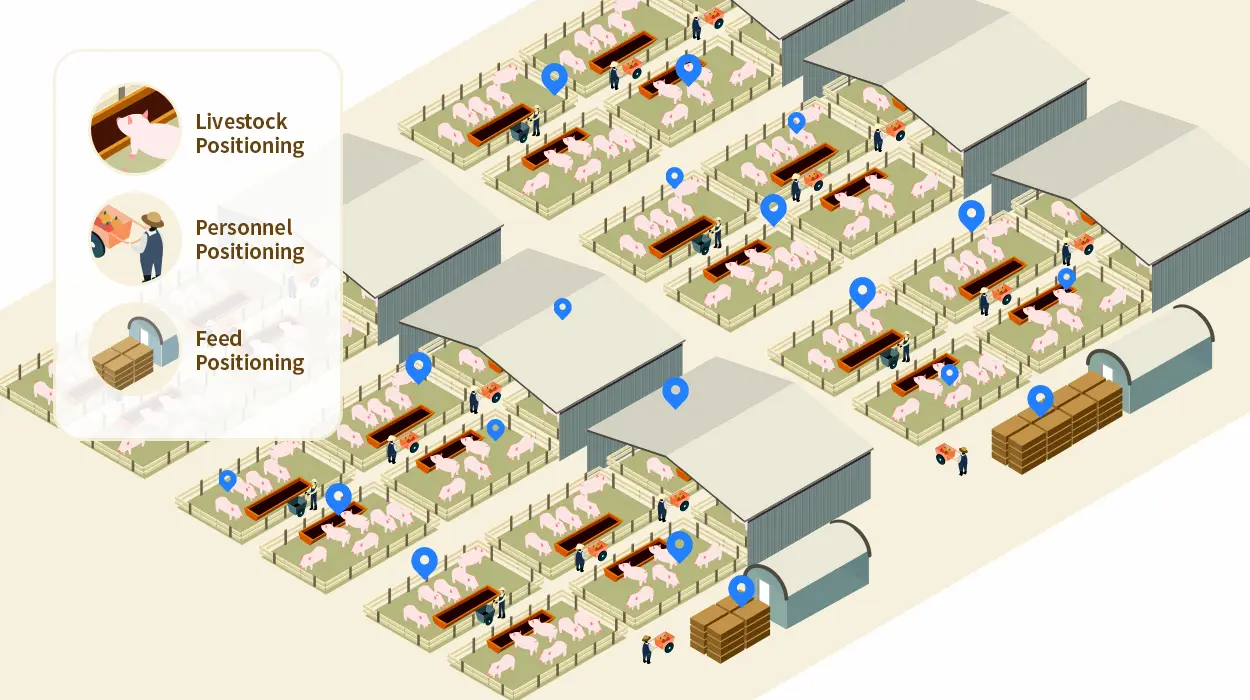 Erfassen Sie Bewegungsaufzeichnungen mit einem Bluetooth-Beacon-System während der Schweineproduktion