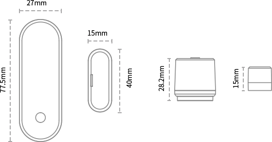 Dimensão do sensor de porta Bluetooth